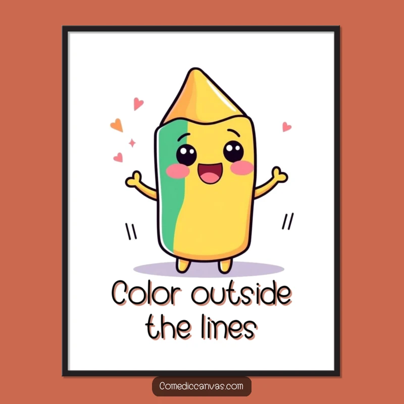 Funny Free Printable Kawaii Wall Art: Wiggling Crayon Art Downloadable Decor