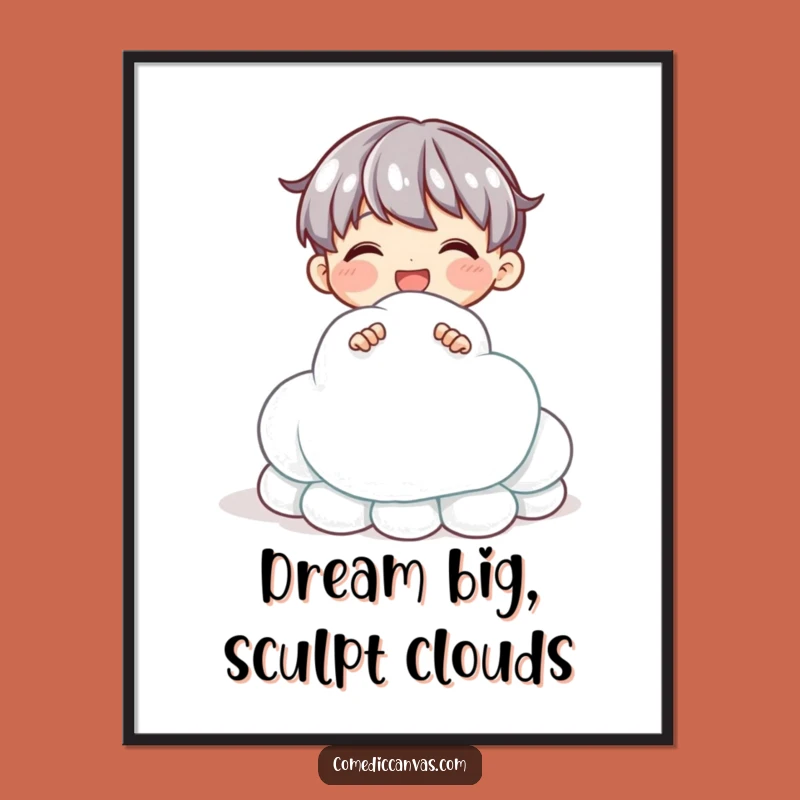 Funny Free Printable Wall Art: Cloud Sculpting Character, Quirky DIY Downloadable Decor