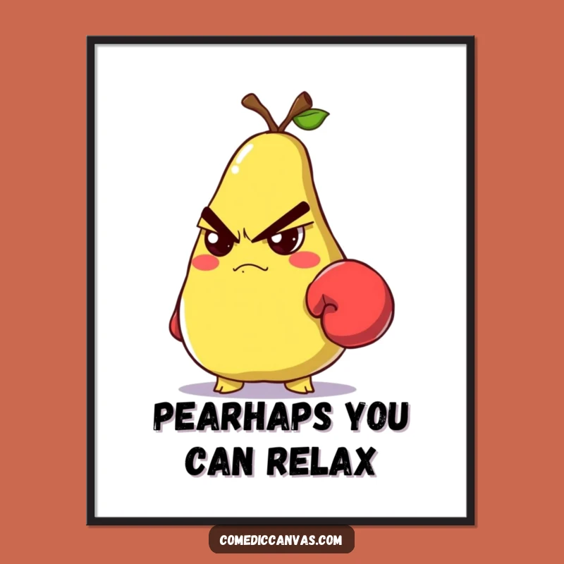 Grumpy Pear Boxing Glove Free Printable Wall Art - Funny Downloadable Art