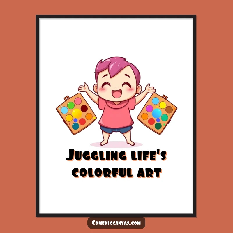 Free Printable Wall Art: Cheerful Juggler, Colorful Palettes Downloadable Decor