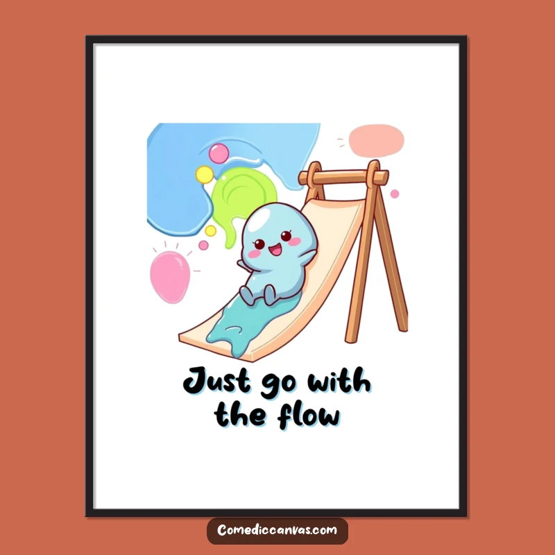 Funny Printable Wall Art: Wobbly Paint Blob Slide Art, Cheerful Downloadable Decor Gift