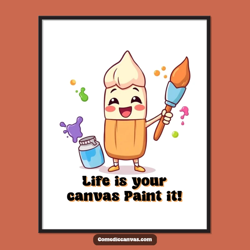 Free Printable Wall Art: Juggling Paintbrush Character Funny DIY Downloadable Decor