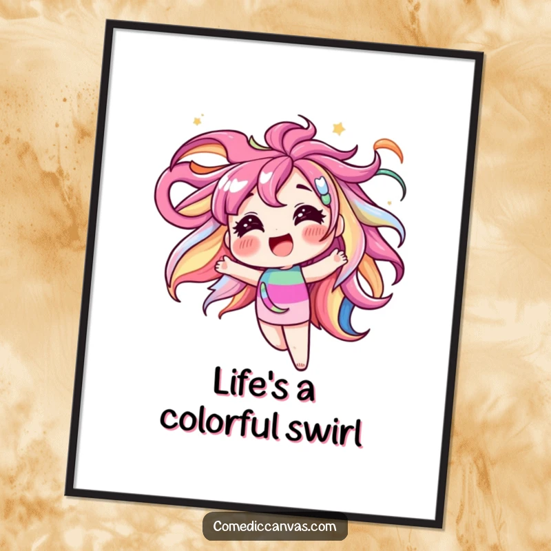 Funny Free Printable Wall Art: A blushing art palette joyfully swirling with a vibrant explosion of cheerful, bright colors.