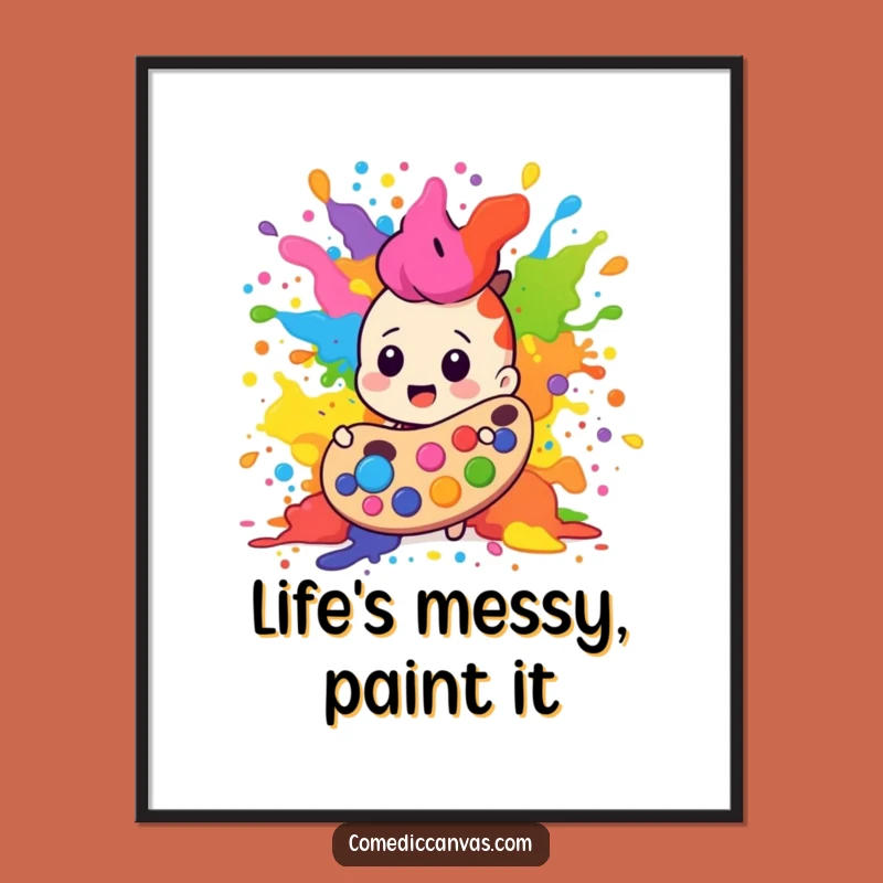 Funny Printable Wall Art: Paint Palette Explosion Art, Vibrant Downloadable Decor Gift