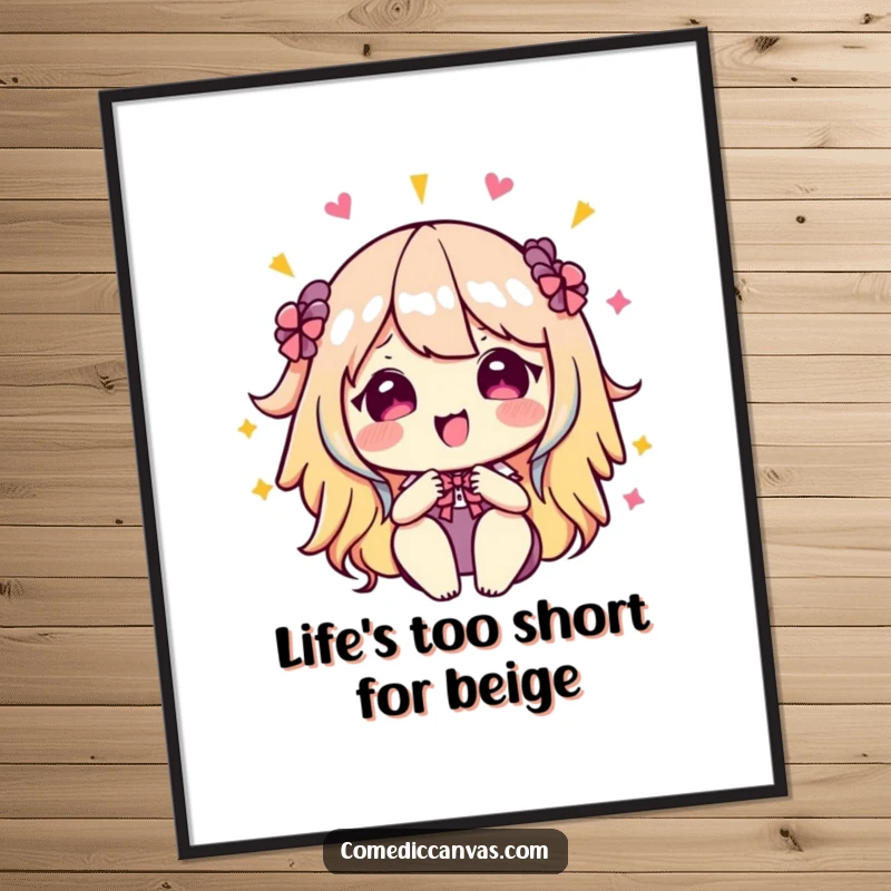 Funny Free Printable Wall Art: A kawaii palette joyfully blends bright, bold colors, creating a vibrant masterpiece. Fun downloadable gift.