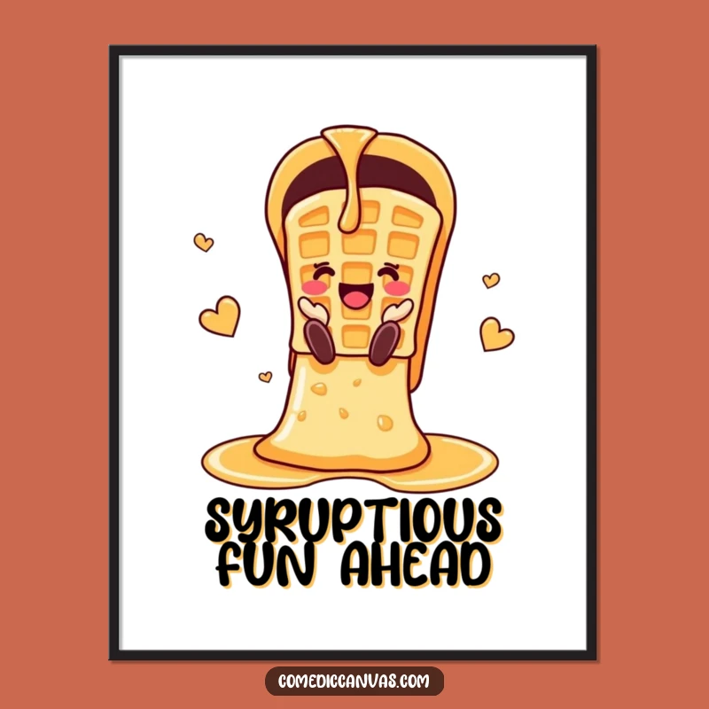 Cheerful Waffle Syrup Slide Free Printable Wall Art - Breakfast Downloadable Art