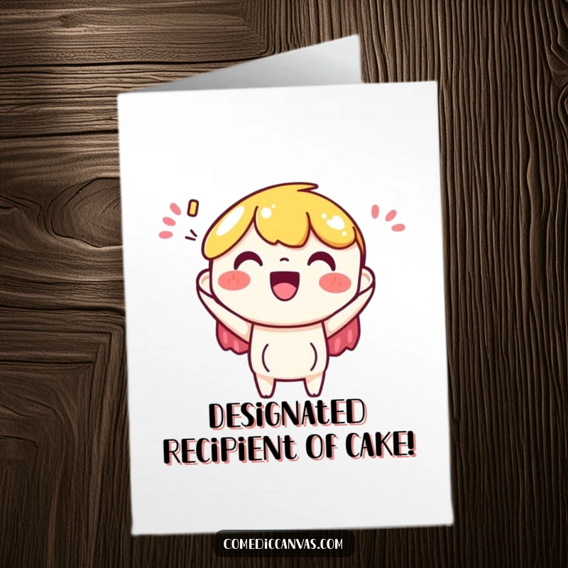 Funny Free Printable Birthday Card: Cheerful art paper character beams while excitedly accepting a vibrant, colorful design.