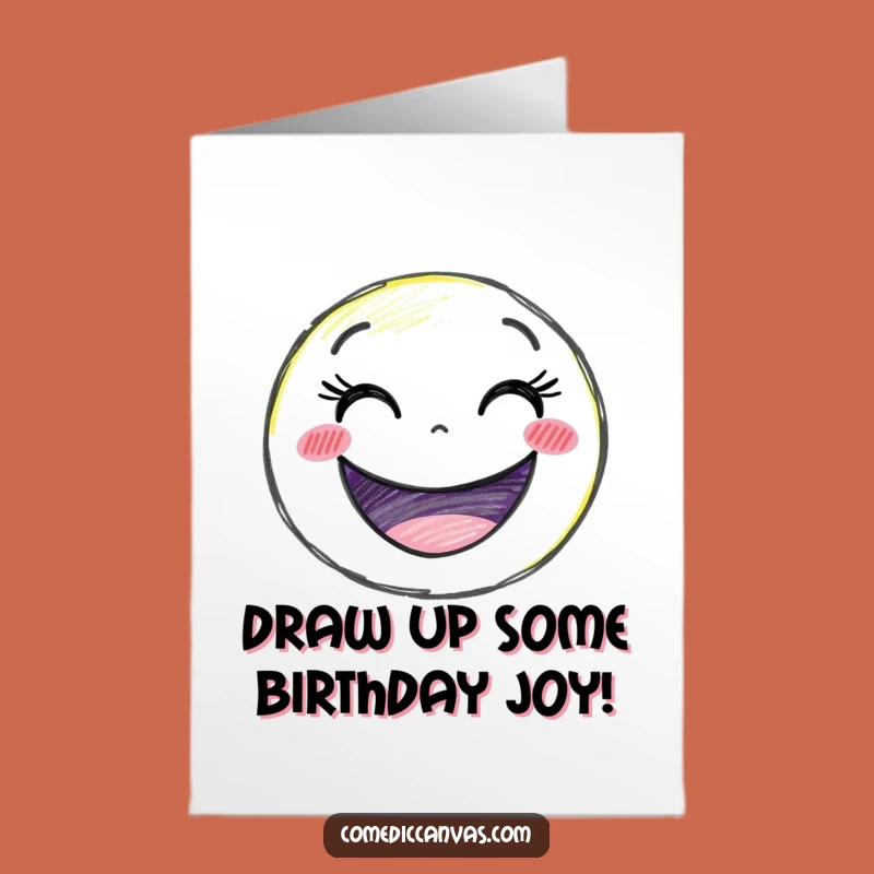 Free Printable Birthday Card: Crayon Smiley Face, Joyful Art, Downloadable Gift