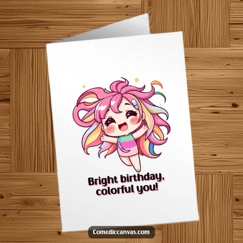 Funny Free Printable Birthday Card: A blushing art palette joyfully swirling with a rainbow of bright, energetic colors.