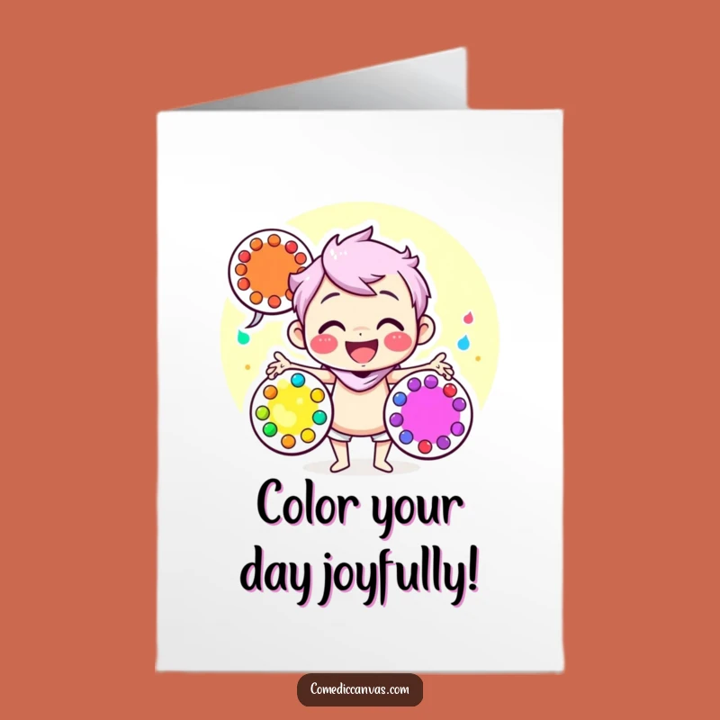 Free Printable Birthday Card: Juggling Artist Character Funny Downloadable Gift