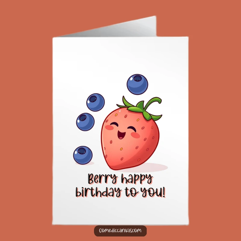 Free Printable Funny Strawberry Juggling Card - Hilarious Birthday Downloadable Gift
