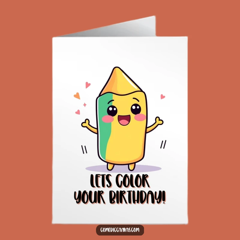 Free Printable Kawaii Birthday Card: Wiggling Crayon Art Humor Downloadable