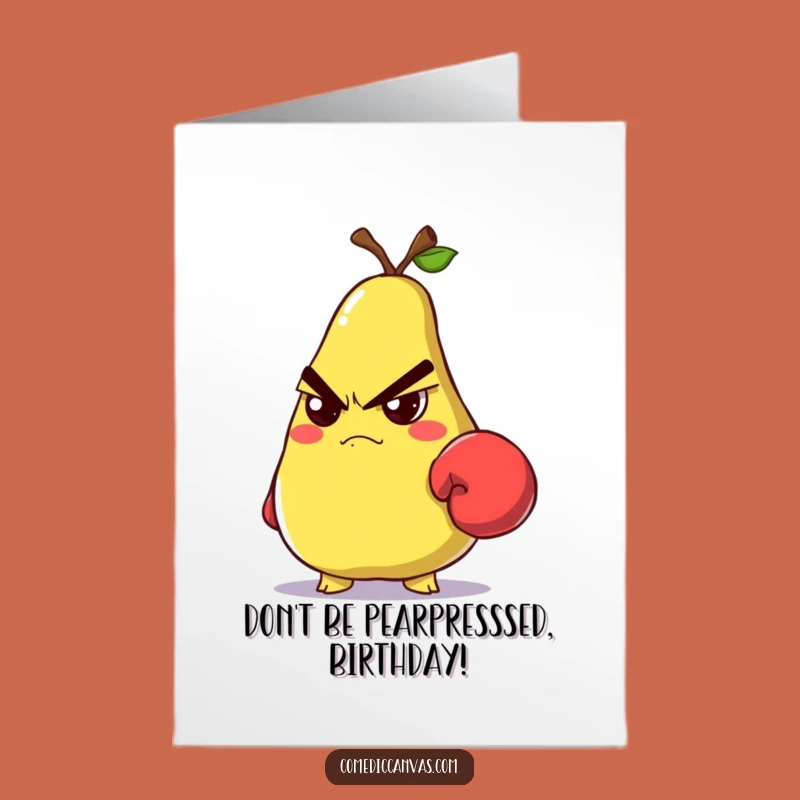 Grumpy Pear Boxing Glove Free Printable Birthday Card - Funny Downloadable