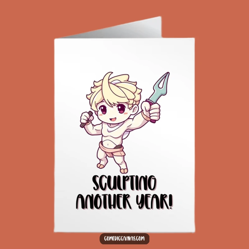 Funny Free Printable Birthday Card: Sculpture Arm Pose, Dramatic Gift!