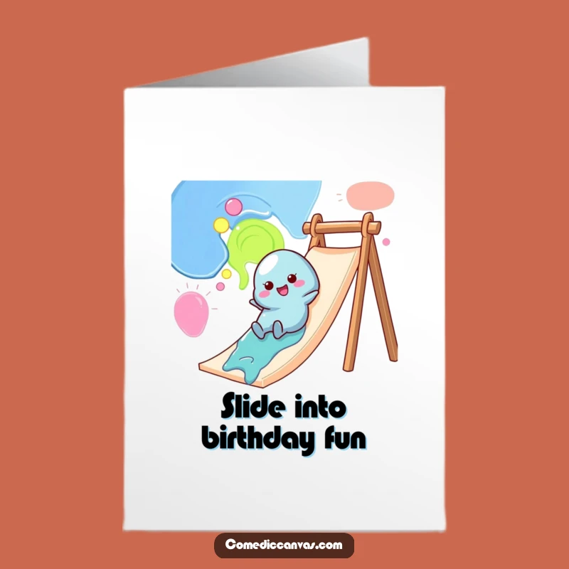 Free Printable Birthday Card: Wobbly Paint Blob Slide, Fun Downloadable Gift for All Ages