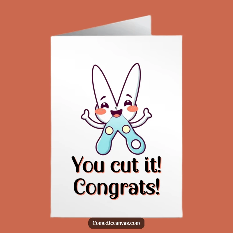 Free Printable Congrats Card: Cheerful Scissors Star Cutter, Funny Downloadable Success Gift