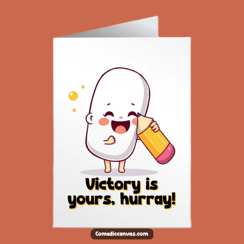 Free Printable Congrats Card: Eraser Poke Character Funny Downloadable Gift