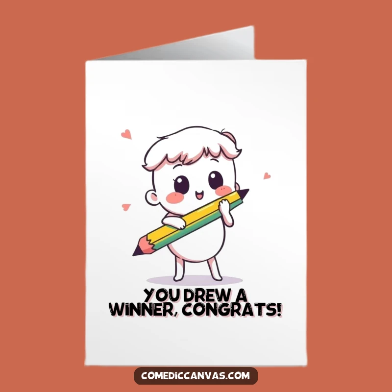 Free Printable Congrats Card: Kawaii Pencil Sketching Success, Art Gift
