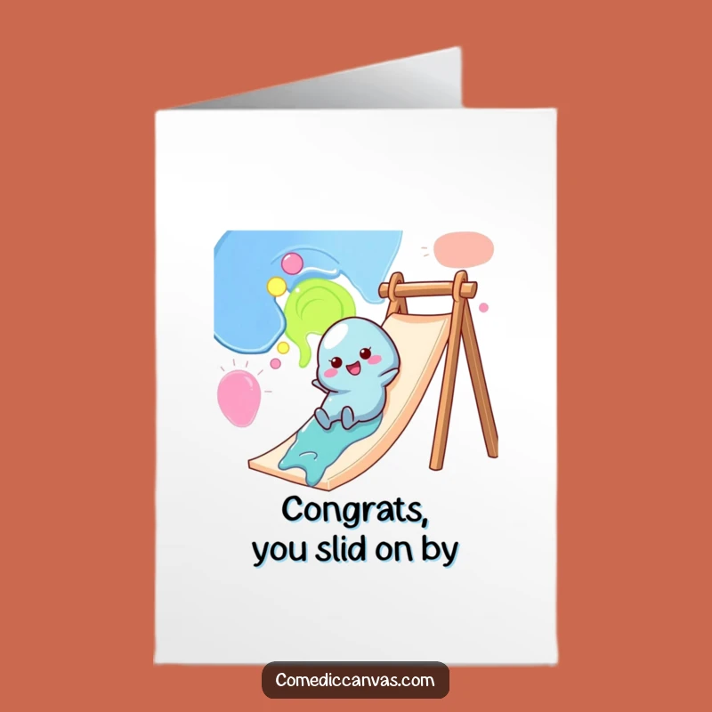 Free Printable Congrats Card: Wobbly Paint Blob Slide, Joyful Downloadable Gift