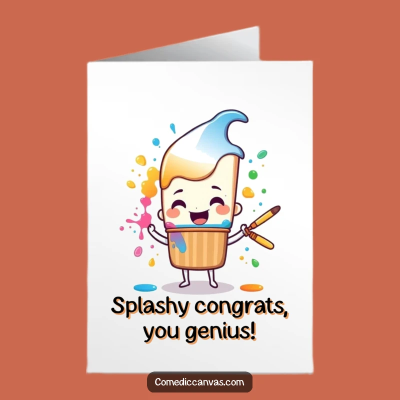 Funny Free Printable Congrats Card: Paint Splatter Celebration, Brush, Downloadable Gift