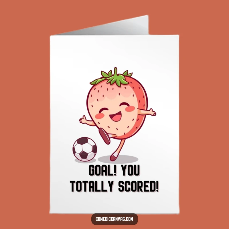 Free Printable Strawberry Soccer Star Funny Congrats Card - DIY Downloadable Gift