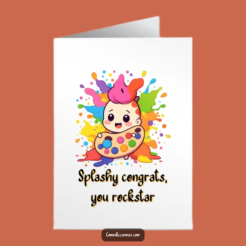 Free Printable Congrats Card: Paint Palette Explosion, Energetic Downloadable Gift