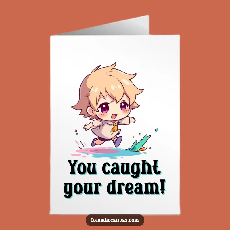 Free Printable Congrats Card: Playful Paint Splash Chase Humorous Downloadable