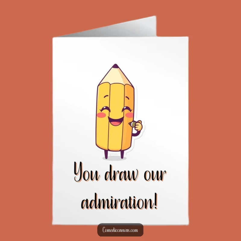 Free Printable Congrats Card: Sketching Pencil Character Funny Achievement Downloadable