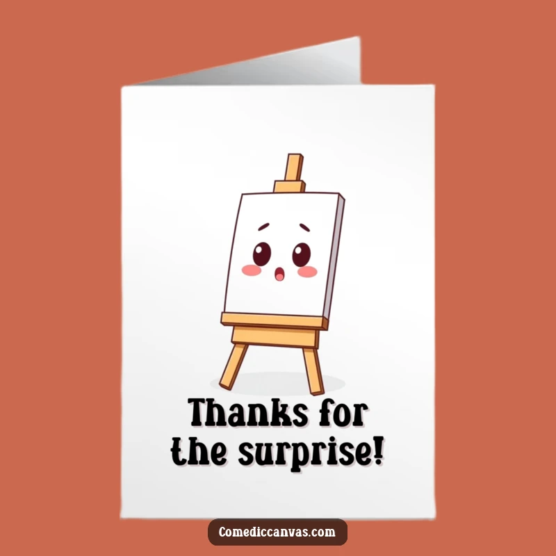 Free Printable Kawaii Thank You Card: Surprised Easel Art Gratitude Humor Downloadable