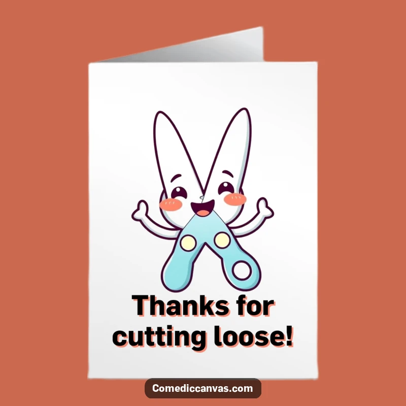 Free Printable Thank You Card: Grateful Scissors Cutting Star, Funny Downloadable Appreciation Gift