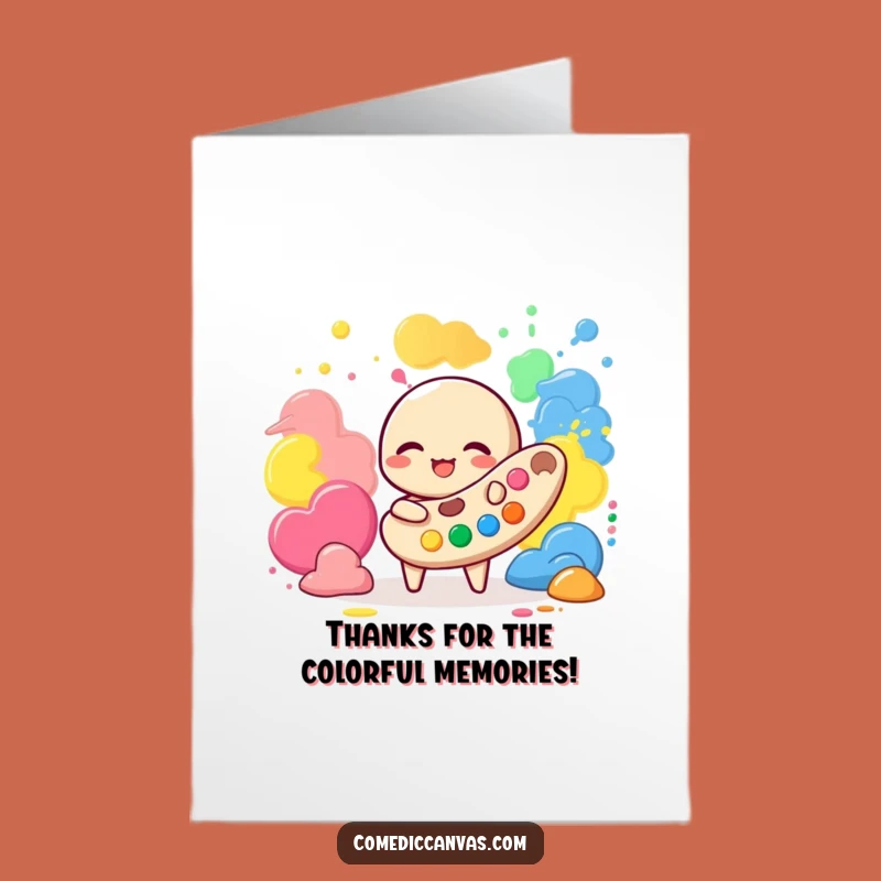 Free Printable Thank You Card: Giggling Palette Character Funny Gratitude Downloadable