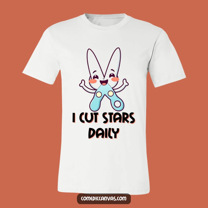 Funny Scissors Star Shirt: Cheerful Character Tee for Crafty Fun and Laughter
