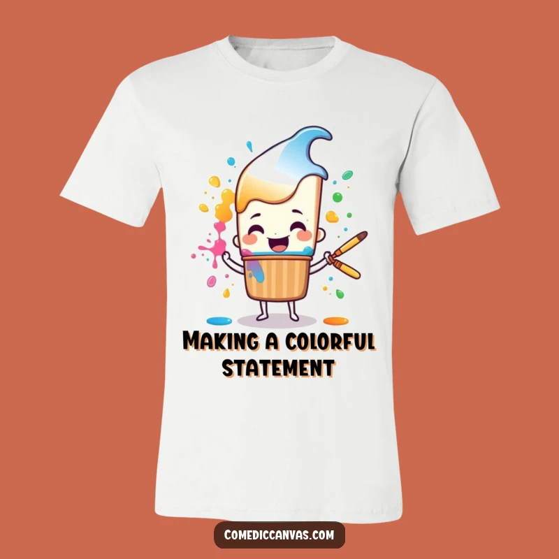 Funny Paint Splatter T-Shirt - Cheerful Brush Character Art Tee