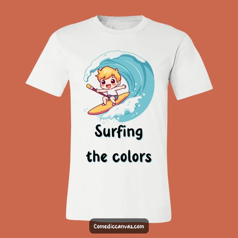 Funny Art Wave Paintbrush T-Shirt: Creative Surfer Tee