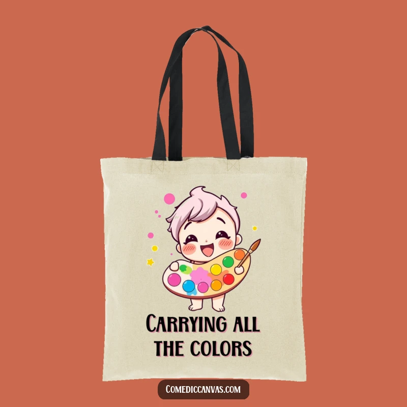 Funny Giggling Paint Palette Tote Bag - Large, Humorous Art Carrier Gift