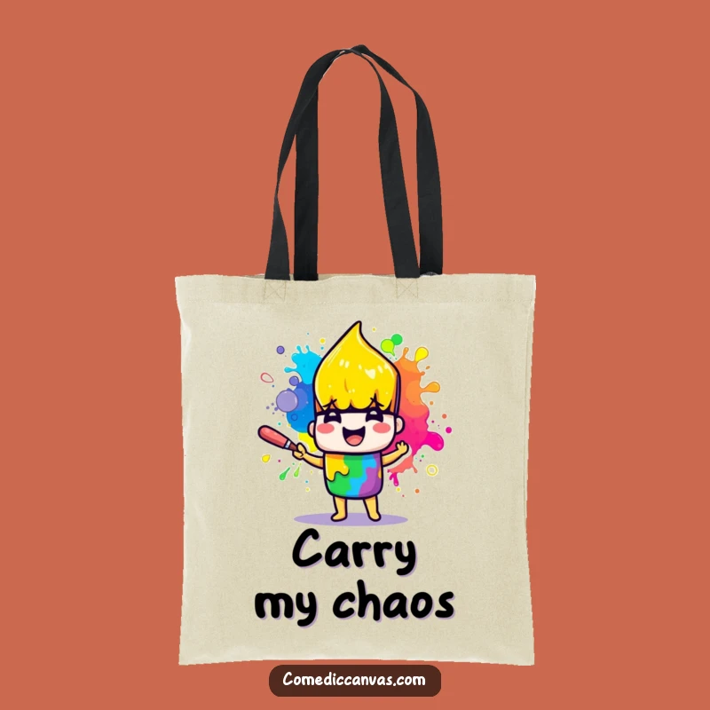 Funny Paintbrush Tote Bag: Carry Your Art Supplies in Style with Rainbow Splatter