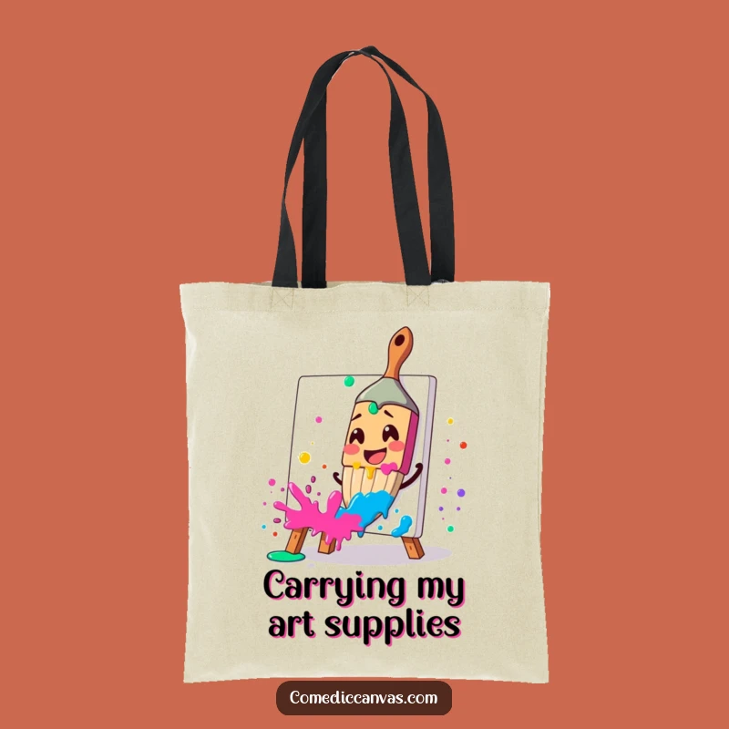 Funny Paintbrush Tote Bag: Vibrant Splatter Accessory for Artists