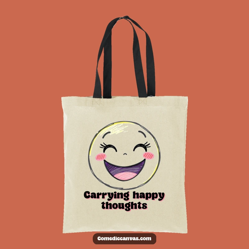 Funny Smiley Crayon Tote Bag - Delighted Character Accessory